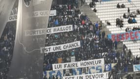 Des banderoles au Vélodrome avant OM-Metz, 9 février 2024