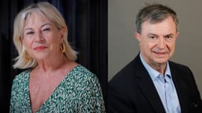 Catherine Dumas (sénatrice LR de Paris, à g.) et Jean-Pierre Lecoq (maire LR du 6e arrondissement de Paris, à d.) veulent briguer la tête de l'opposition parisienne.
