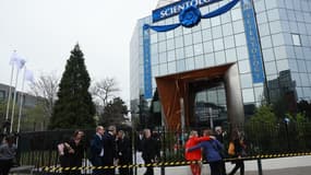 Le siège de l'Église de scientologie, avant son inauguration à Saint-Denis, au nord de Paris, le 6 avril 2024.