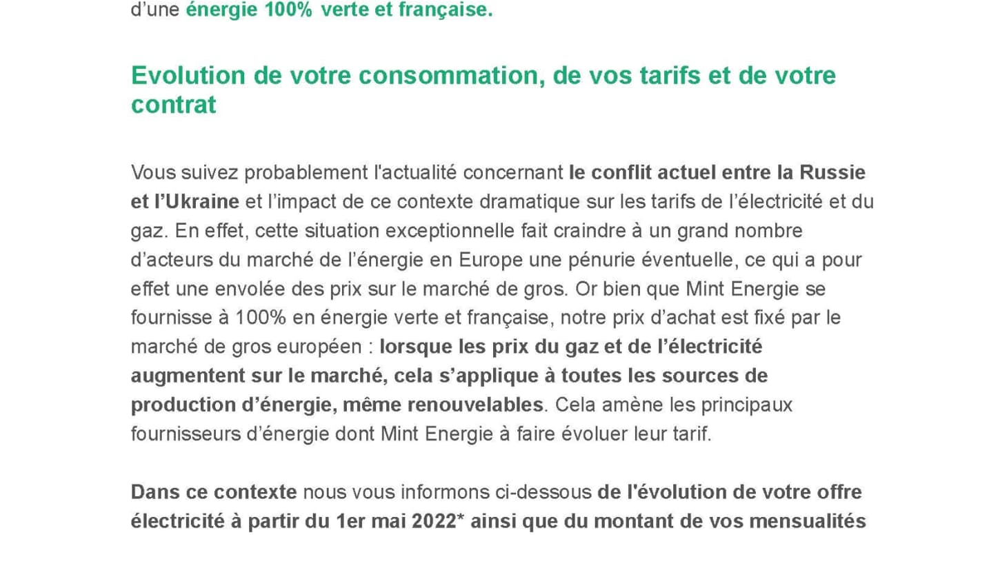 L'email reçu par les clients de Mint