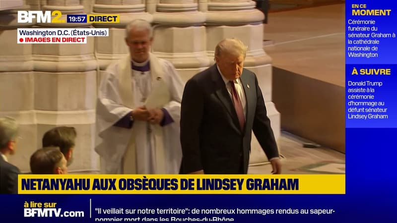 Donald Trump assiste aux obsèques du sénateur républicain Lindsey Graham