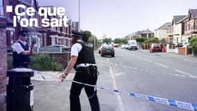 Des policiers sur les lieux de l'attaque qui a fait deux morts à Southport, Angleterre, le 29 juillet 2024