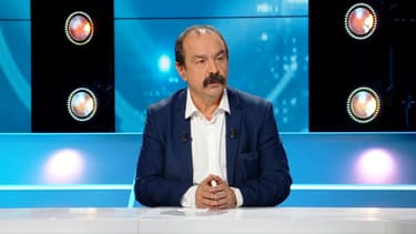 Philippe Martinez sur le plateau de BFM Politique.