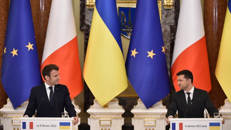 Volodymyr Zelensky et Emmanuel Macron le 8 février 2022 à Kiev