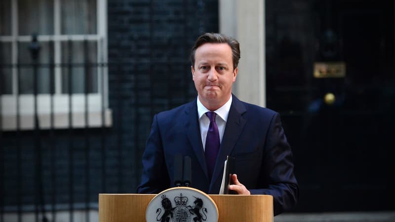 Le Premier Ministre David Cameron devant le 10 Downing Street. 