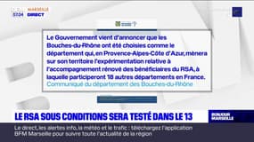 Bouches-du-Rhône: le RSA sous conditions sera testé dans le département