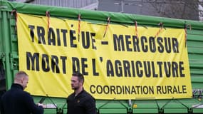 Des agriculteurs, manifestants de la Coordination rurale, devant le Parlement européen de Strasbourg le 19 décembre (ARCHIVES)
