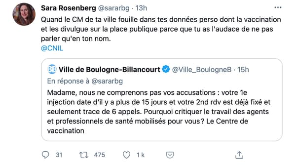 Echange de tweets entre une habitante de Boulogne-Billancourt et la mairie de la ville