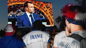 Emmanuel Macron lors de la cérémonie d'ouverture de la COupe du monde de rugby 2023