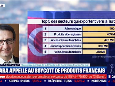 Boycott des produits français par la Turquie: "Au niveau industriel, ce ne sont pas des échanges concernés par les boycotts" selon Stéphane Salvetat (chambre de commerce Franco Turque)