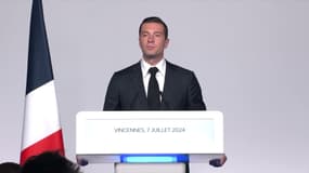 Le président du Rassemblement national, Jordan Bardella, à Vincennes le 7 juillet 2024