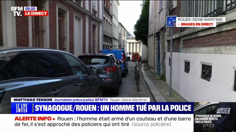 Regarder la vidéo Rouen: un homme armé d'un couteau a été tué par la police alors qu'il essayait de mettre le feu à la synagogue de la ville