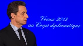 Nicolas Sarkozy, qui présentait ses voeux au corps diplomatique, a évoqué vendredi la possibilité d'un retrait anticipé du contingent français en Afghanistan après la mort de quatre soldats tués par un militaire afghan. /Photo prise le 20 janvier 2012/REU