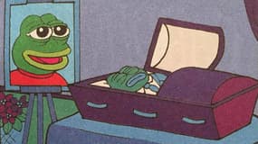 Le dessinateur Matt Furie a représenté sa célèbre grenouille allongée dans un cercueil, marquant ainsi la fin du personnage. 