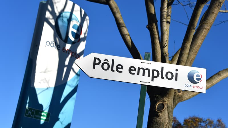 Un panneau indiquant une agence Pôle emploi à Montpellier le 3 janvier 2019 (photo d'illustration)
