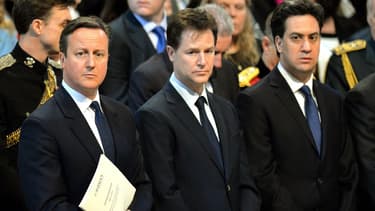 De gauche à droite: David Cameron, Nick Clegg et Ed Miliband