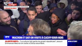 Clichy-sous-Bois: bain de foule pour Emmanuel Macron à la sortie des Ateliers Médicis 