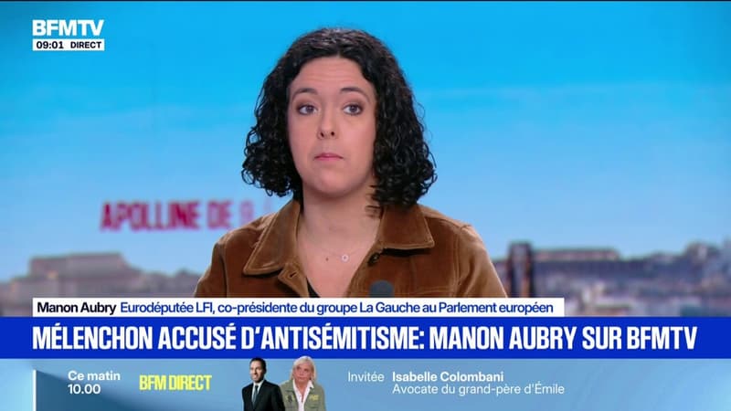 "Le débat n'est pas sur la prononciation mais sur le fond de l'affaire": Manon Aubry (LFI) réagit aux propos de Jean-Luc Mélenchon sur la prononciation du nom de Jeffrey Epstein