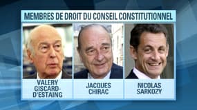 Les trois anciens chefs d'Etat français, membres de droit du Conseil constitutionnel.