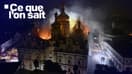 De la fumée et des flammes s'élèvent de la cathédrale de la Dormition, située dans le complexe orthodoxe de la Laure des Grottes de Kiev, à la suite d'une frappe de missile russe sur la capitale ukrainienne, Kiev, le 15 juin 2026, dans le contexte de l'invasion russe en Ukraine.