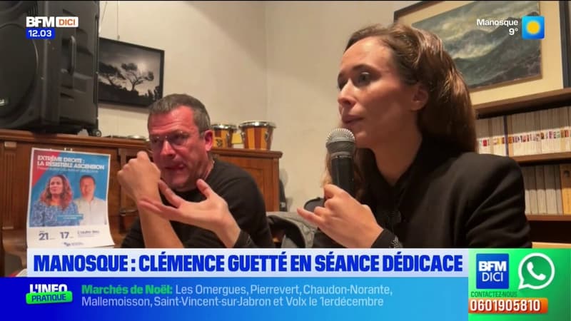 Manosque: la députée LFI Clémence Guetté en séance de dédicace