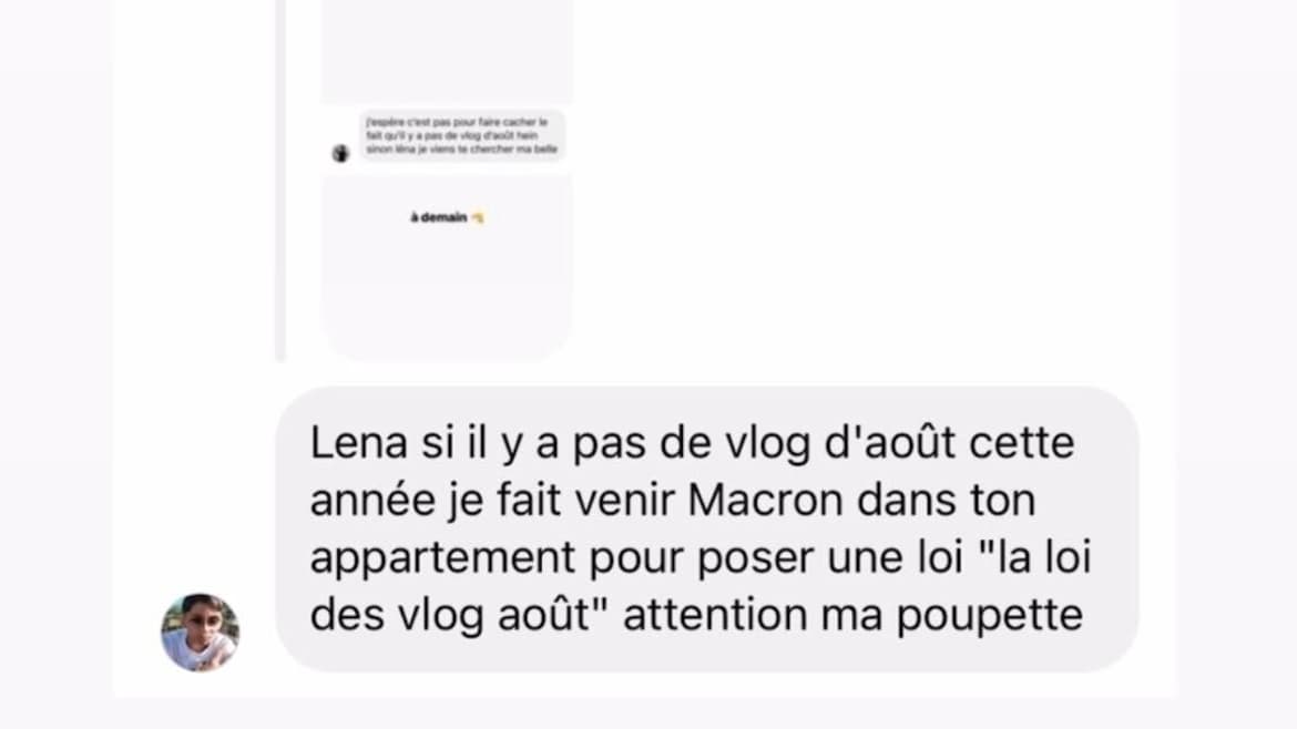 Le message privé reçu par Léna Situations.