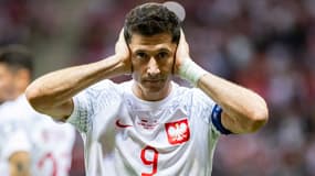 L'attaquant Robert Lewandowski avec la Pologne en septembre 2023