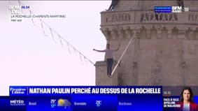 Le funambule Nathan Paulin suspendu au-dessus du port de La Rochelle