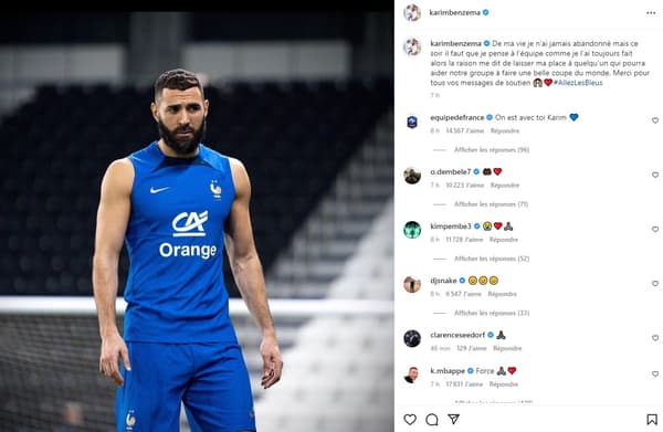 Le message Instagram de Benzema