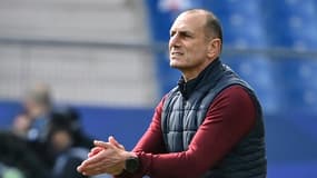 L'entraîneur de Montpellier, Michel Der Zakarian, lors du match de L1 à domicile contre le Stade Rennais, le 21 février 2021 au stade de La Mosson