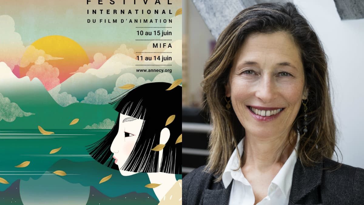 Affiche du festival d'Annecy et Corinne Kouper, présidente des Femmes s'animent Affiche du festival d'Annecy et Corinne Kouper, présidente des Femmes s'animent