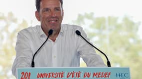 Le président du Medef, Geoffroy Roux de Bézieux, lors de l'université d'été du mouvement en août 2018. (image d'illustration)