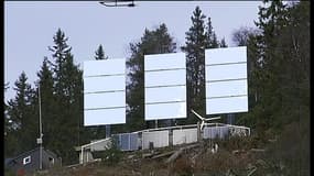 Les trois miroirs géants qui permettent au village de Rjukan d'être éclairé - 30 octobre 2013