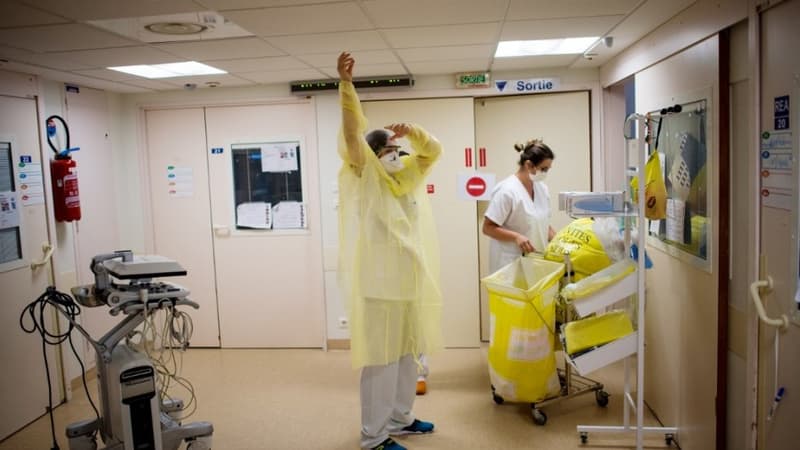 Le personnel soignant du CHU de Nantes le 19 mai 2020. - Loic VENANCE / AFP