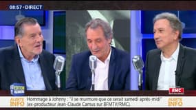 Edition spéciale Johnny Hallyday : Claude Camus et Michel Drucker face à Jean-Jacques Bourdin en direct