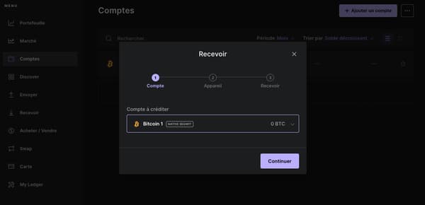 Ledger account screenshot for tutorial: How to transfer your cryptocurrencies from Binance to Ledger 