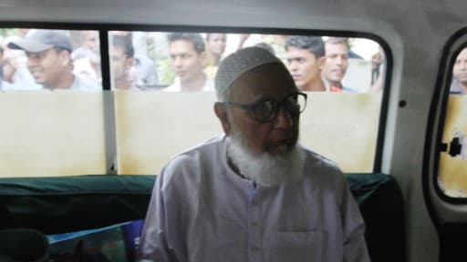 Ghulam Azam, peu avant sa condamnation à 90 ans de prison pour des atrocités commises lors de la lutte pour l'indépendance du pays.
