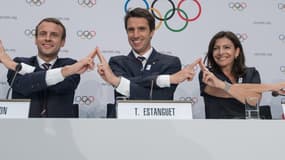 Emmanuel Macron, Tony Estanguet et Anne Hidalgo