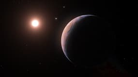 une impression d'artiste de Proxima d, une planète découverte en orbite autour de l'étoile naine rouge Proxima Centauri, l'étoile la plus proche du système solaire. Photo d'illustration