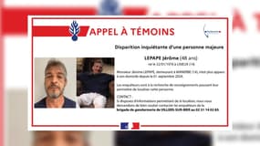 Un homme de 48 ans a disparu dans le Calvados le 1er septembre 2024.