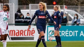 Kheira Hamraoui lors du match PSG-OL, à Saint-Germain-en-Laye le 29 janvier 2022