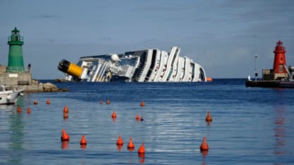 Le Costa Concordia s'était échoué en janvier dernier.