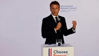 Le président Emmanuel Macron lors du sommet Choose France, le 13 mai 2024 au château de Versailles.