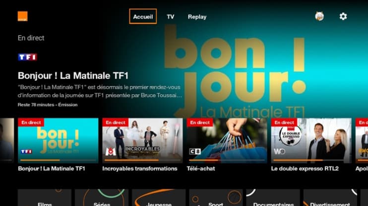 L'application d'Orange sur Apple TV. L'application d'Orange sur Apple TV.
