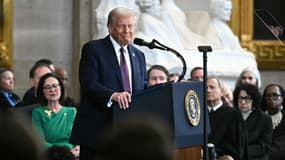Donald Trump au Capitole lors de son discours d'investiture à Washington D.C. le 20 janvier 2025