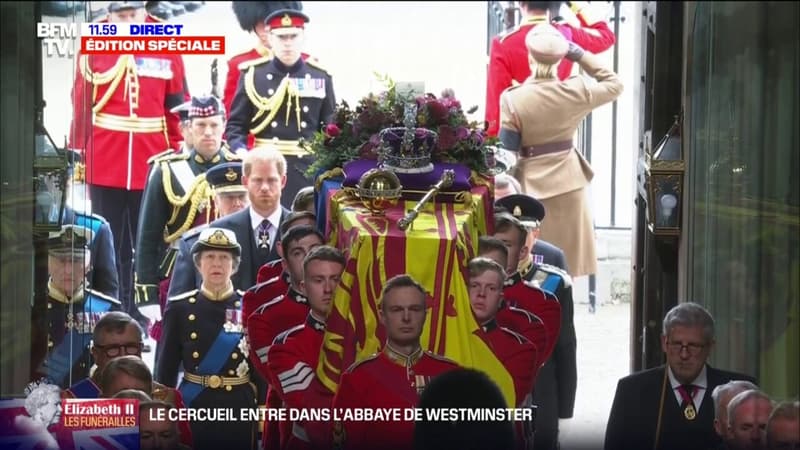 Le cercueil d'Elizabeth II entre dans l'abbaye de Westminster