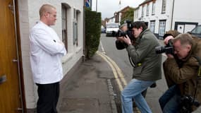 Le chef Heston Blumenthal deux semaines après la précédente épidémie de gastro-entérite qui l'avait contraint à fermer son autre restaurant, le "Fast Duck, le 12 mars 2009.