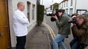 Le chef Heston Blumenthal deux semaines après la précédente épidémie de gastro-entérite qui l'avait contraint à fermer son autre restaurant, le "Fast Duck, le 12 mars 2009.