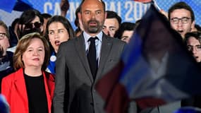 Nathalie Loiseau et Édouard Philippe lors du meeting de Caen, le 6 mai 2019
