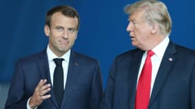 Emmanuel Macron et Donald Trump à Bruxelles (Belgique) le 11 juillet 2018